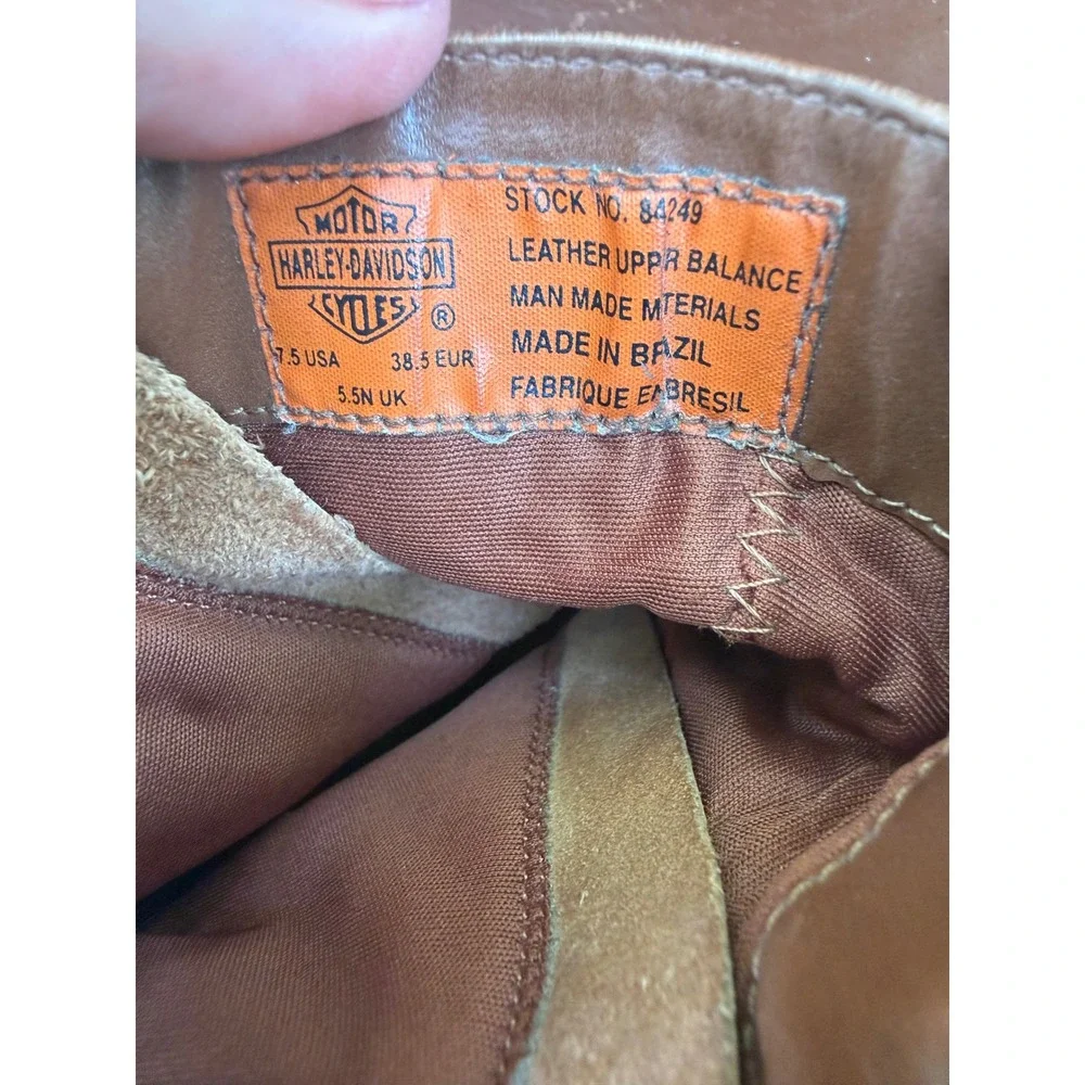 Harley Davidson Womens Tan Brown Leather Pointed Toe Ankle Boots 84249 Size 7.5
